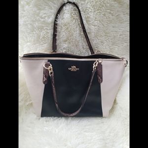 Black and Cream Coach Tote